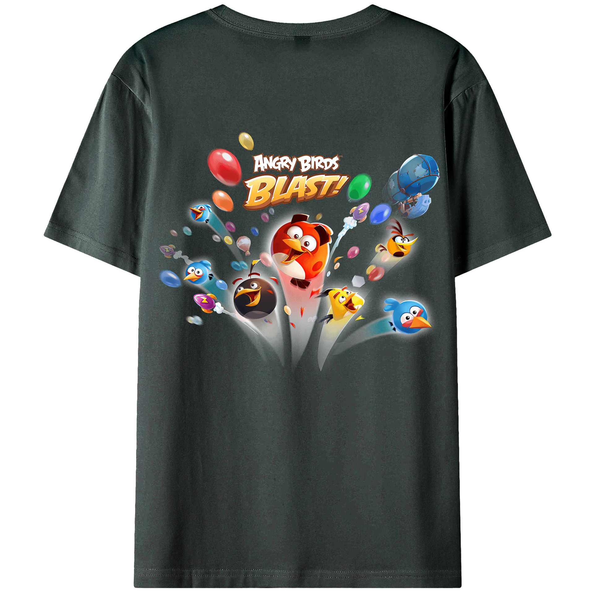 （画像用） Angry Birds アングリーバード 綿100％ メンズ半袖Tシャツ（バックプリント） 通気性